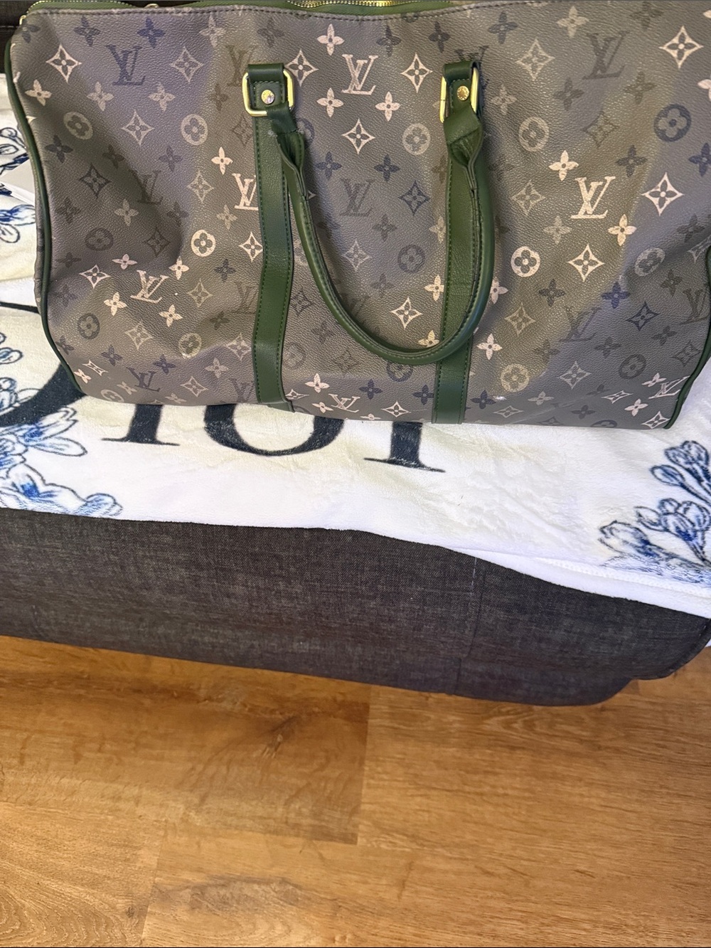 Green Monogram Travel Bag with Green Trim